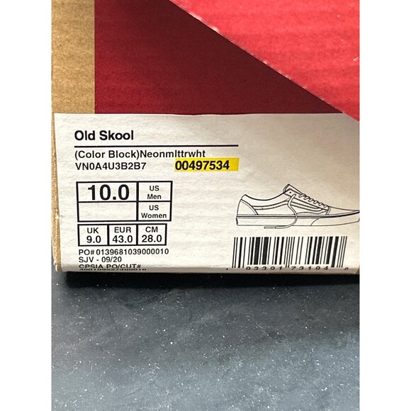 Vans Old Skool Mens Shoes 10 Neon Color Block Canvas & Suede Sneakers - Picture 3 of 11